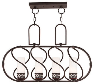Livex 47195-67 4-Light Olde Bronze Linear Chandelier, Olde Bronze