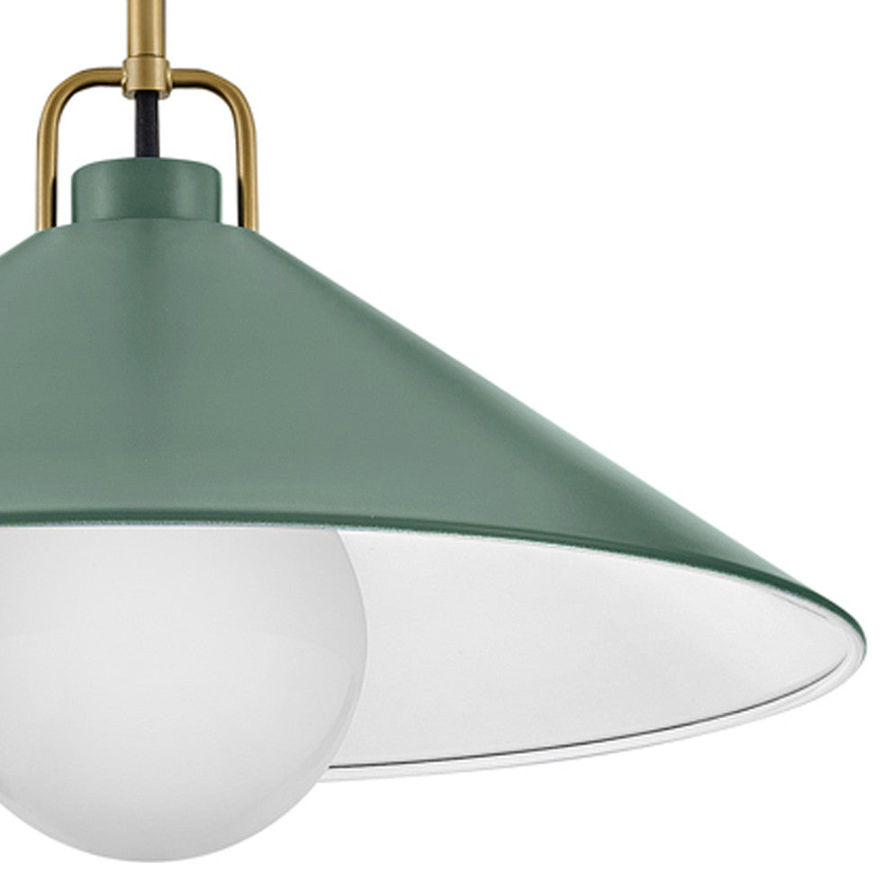 Lark Milo 16" Pendant Light, Lacquered Brass + Sage Green shade