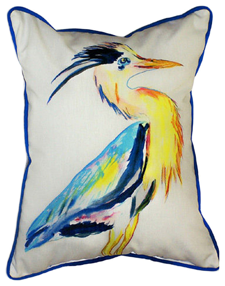 Betsy Drake Vertical Blue Heron Extra Large 24 X 20 Indoor / Outdoor Pillow