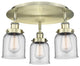 Bell-3 Light 17" Flush Mount-Antique Brass, Clear Glass Shade