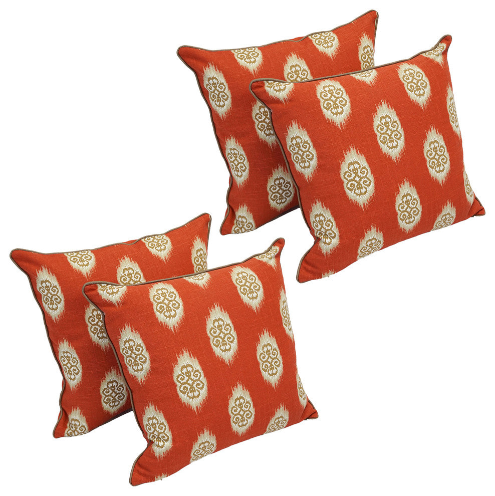 18" Corded Throw Pillows With Inserts, Red, Set of 4