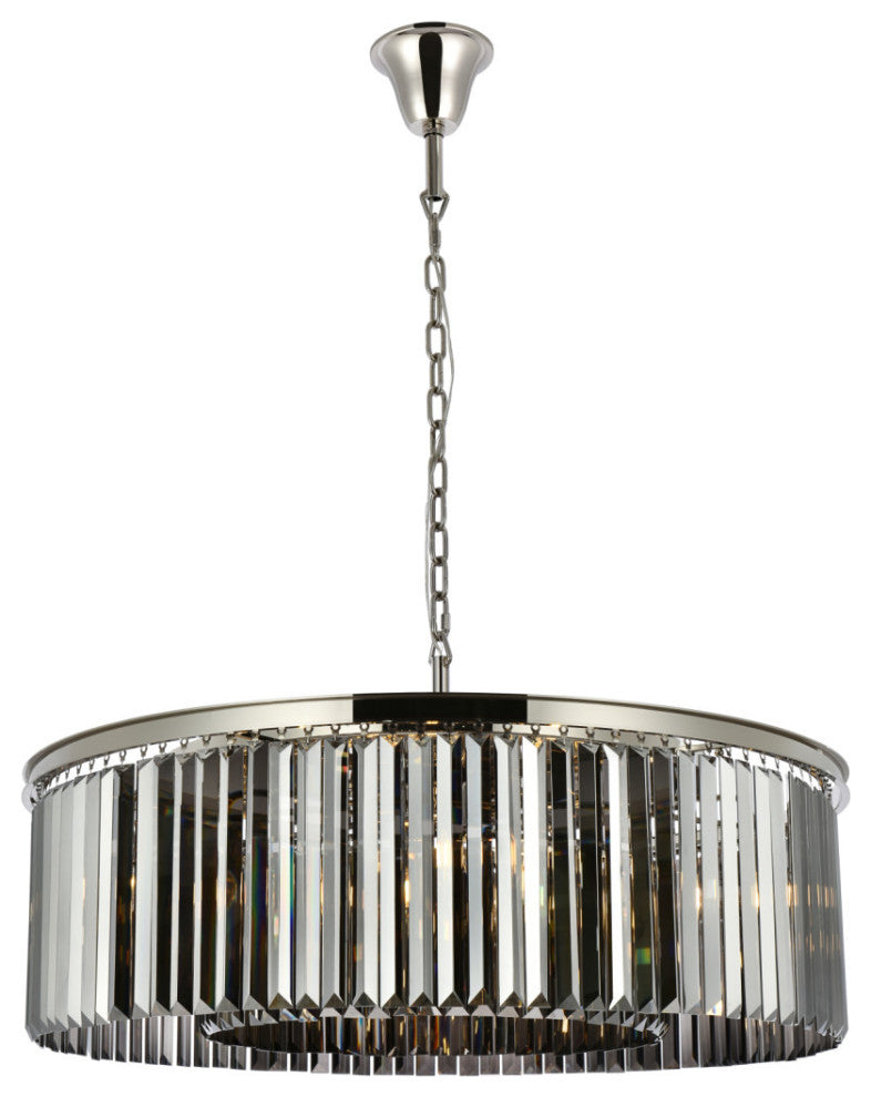 Elegant Lighting 1238G43-SS/RC Sydney 10 Light 44"W Crystal Drum - Matte Black