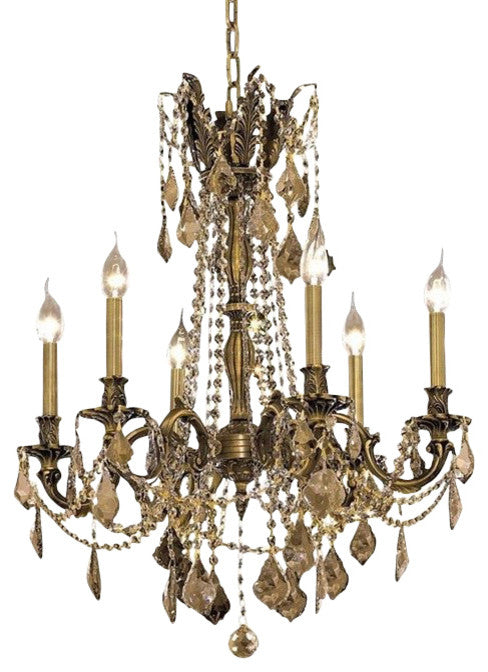 Elegant Rosalia Dining Room Light, Dark Bronze Finish With Royal Cut Crystal