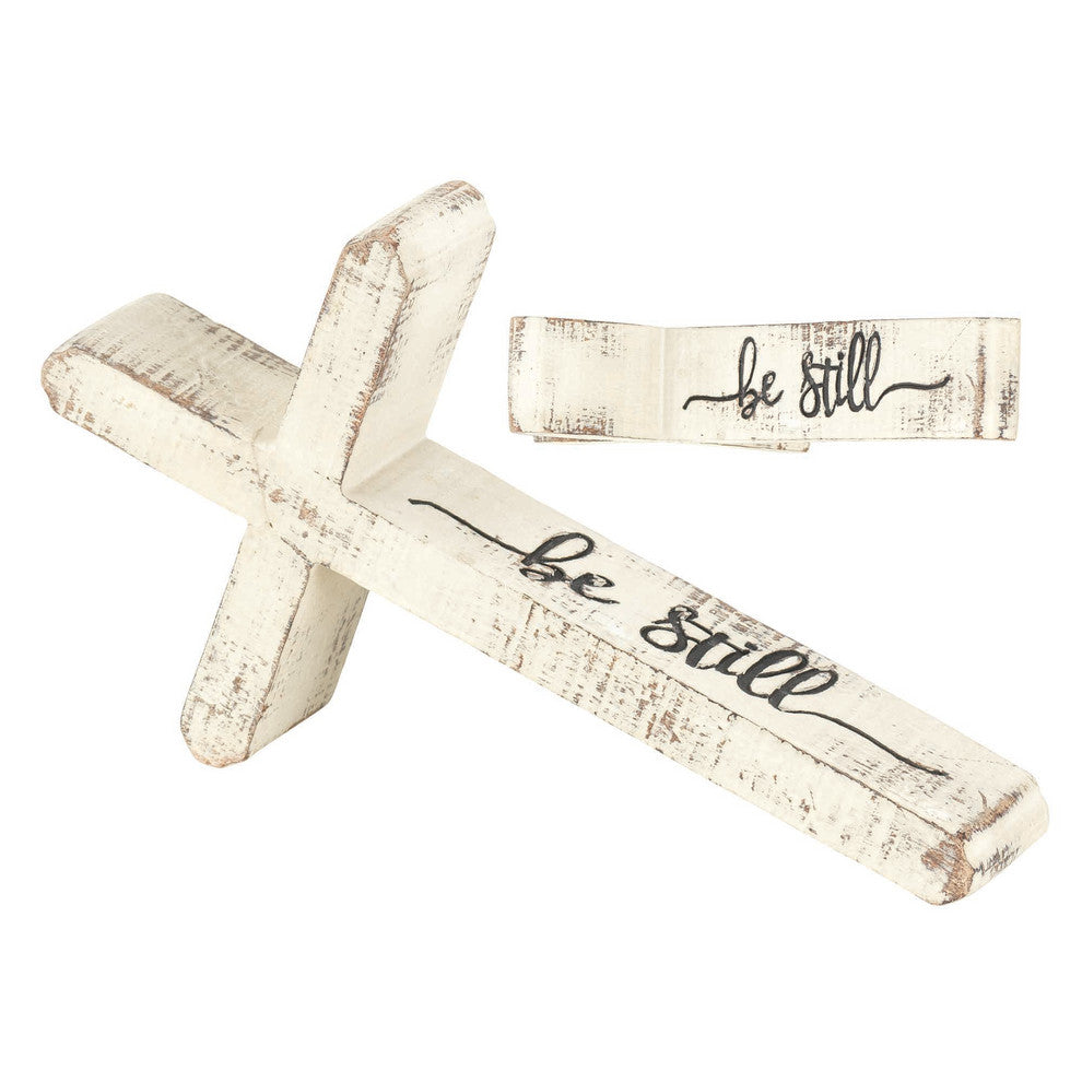 Cross  Tabletop  Be Still White  Resin 10"L