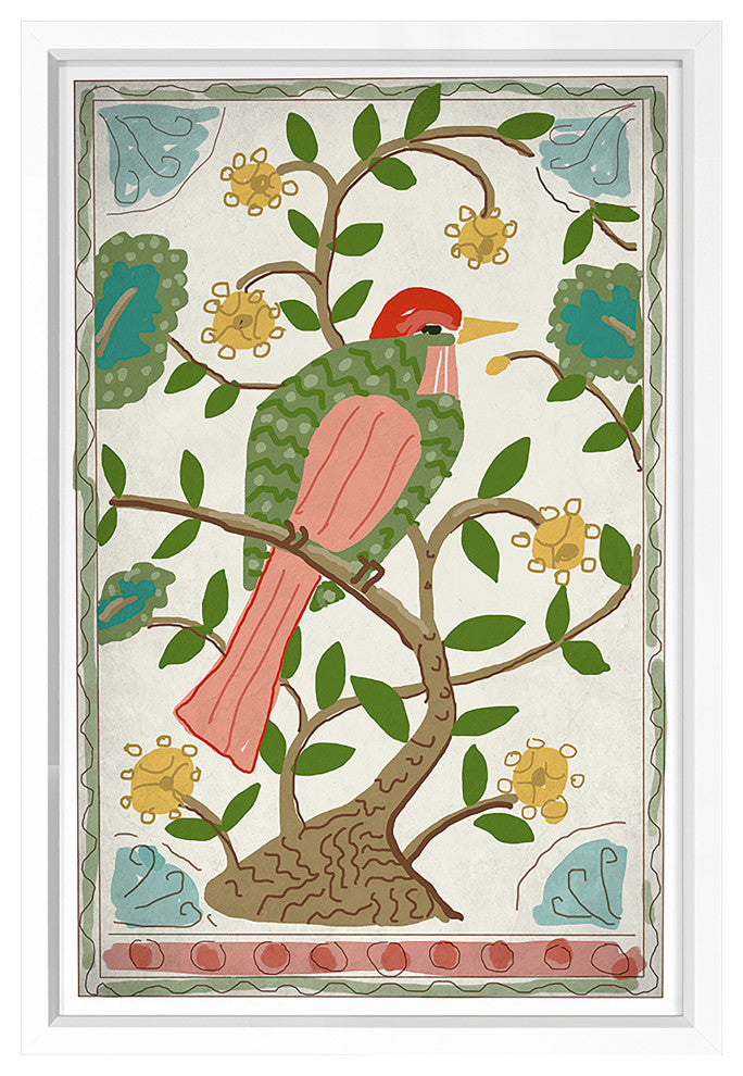 Pink Throated Thrush Fine Art Print, White, 28"x19"