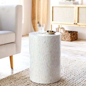 Surya Iridescent ISC-001 End Table, Ivory/Gray