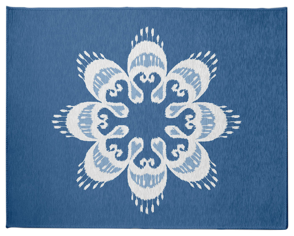 Ikat Mandala Chenille Rug, Blue, 8'x10'