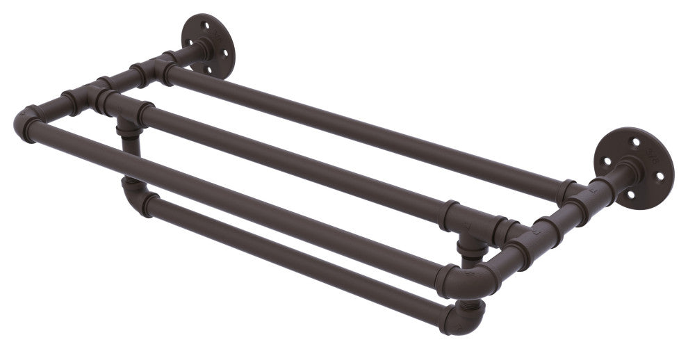 Pipeline Wall Mounted Towel Shelf with Towel Bar, Oil Rubbed Bronze, 36"