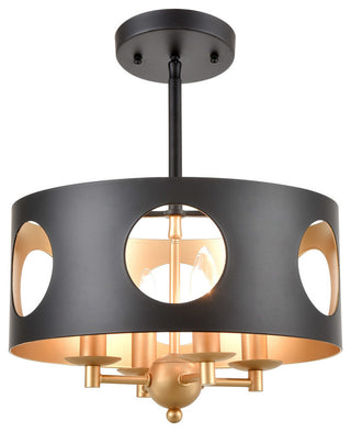 Odelle 4-Light Pendant, Matte Black/Antique Gold