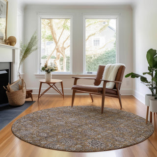 Premium Machine Washable Mayfield AMF702 Chocolate 8' x 8' Round Rug
