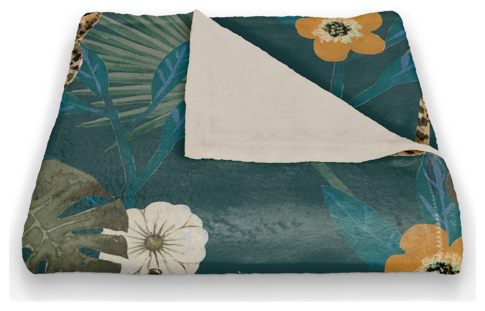 Tropical Cheetah Teal 50x60 Coral Fleece Blanket
