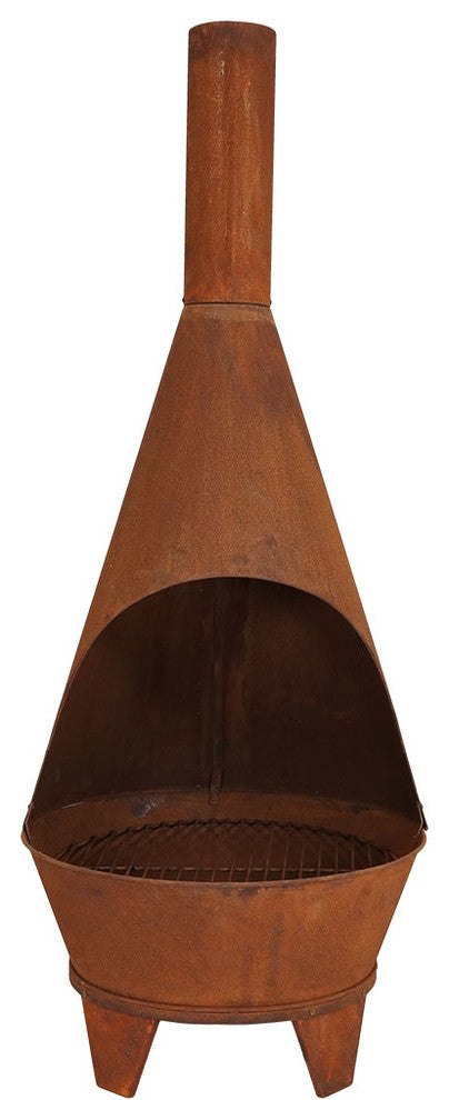 Sunnydaze Rustic Chiminea Outdoor Wood-Burning Fireplace Fire Pit - 6-Foot