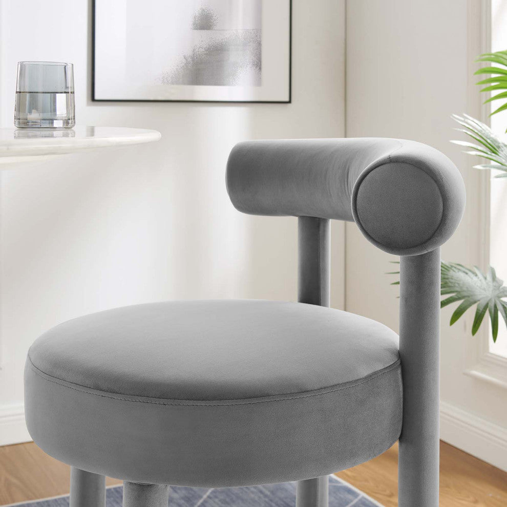 Toulouse Performance Velvet Bar Stool - Gray Silver