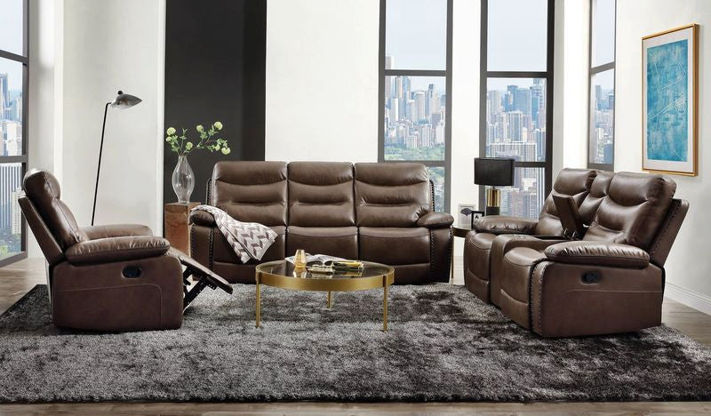 Aashi Loveseat With Console, Motion, Brown Leather-Gel Match