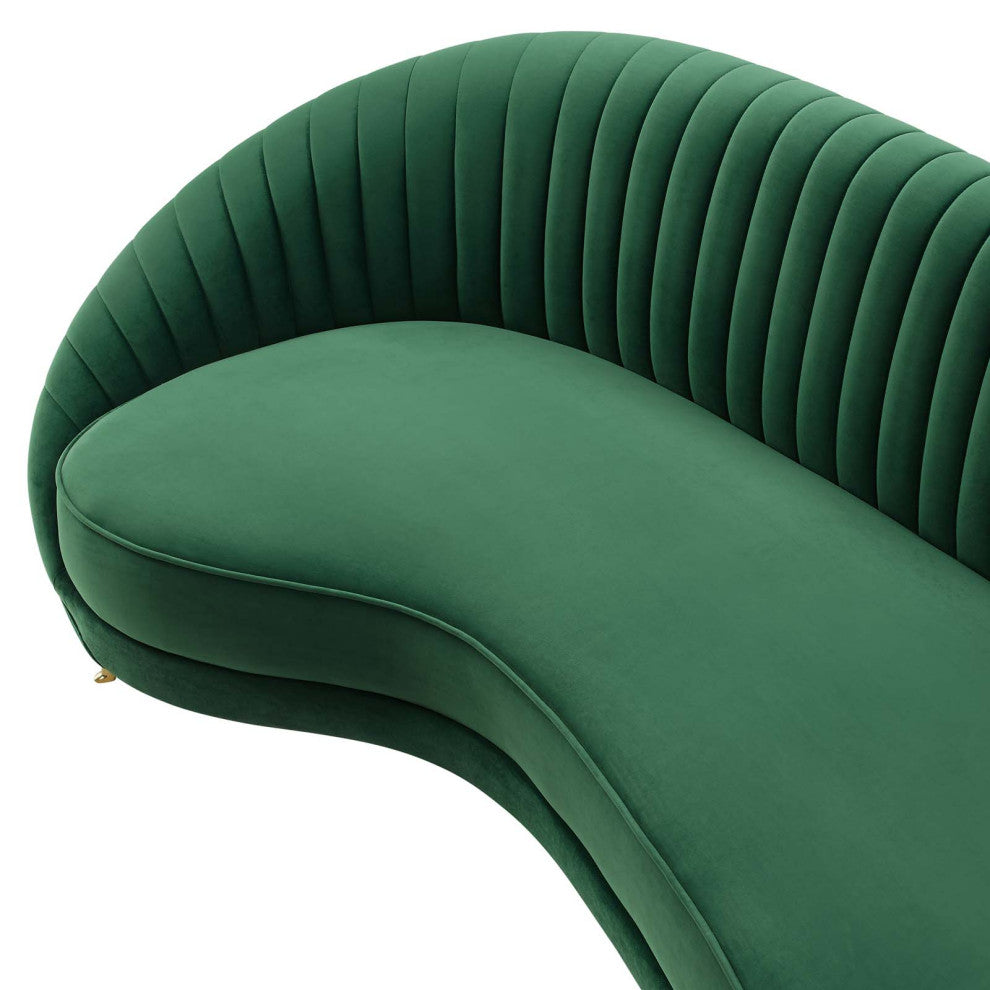 Tufted Sofa, Velvet, Green, Modern, Living Lounge Room Hotel Lobby Hospitality