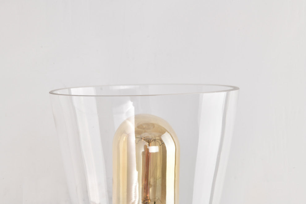 1-Light Matte Black Indoor Wall Sconce With Clear Cone Glass Shade