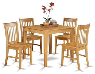 5-Piece Kitchen Table, Square Table and 4 Kitchen Dining Chairs Without Cushion
