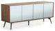 HomeRoots 30" Walnut Veneer Glass and Metal Buffet