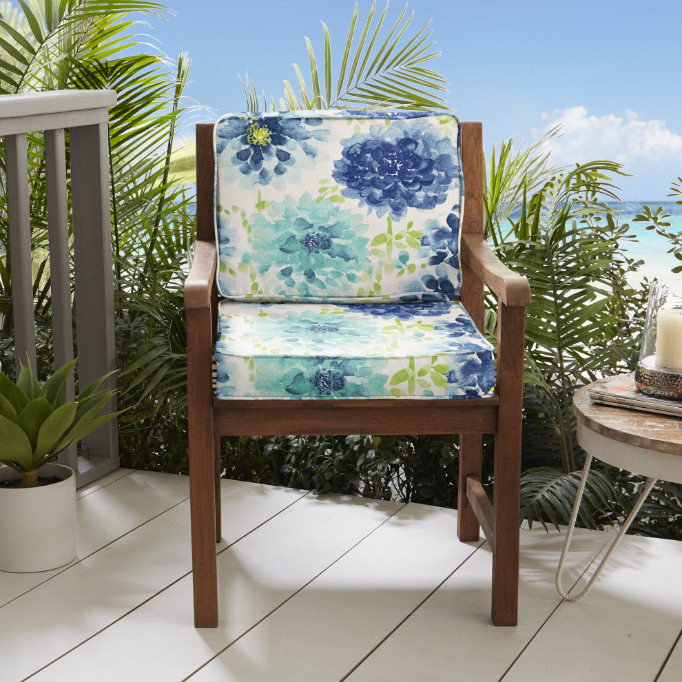 Sorra Home Gardenia Seaglass Corded Deep Seating Cushion Set, 23"x23.5"x5"