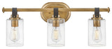 Halstead Three Light Vanity in Heritage Brass