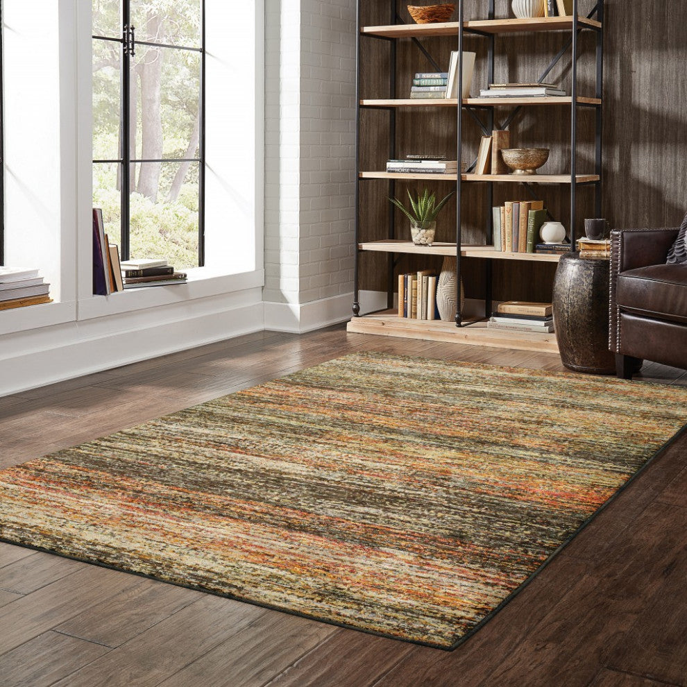HomeRoots 5'x8' Distressed Gold and Charcoal Abstract Indoor Area Rug