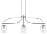 Cavella 3 Light Island Light, Graphite Finish, 5" Clear Bubble Glass