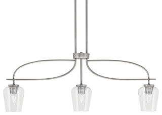 Cavella 3 Light Island Light, Graphite Finish, 5" Clear Bubble Glass