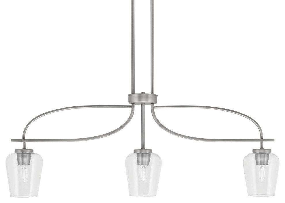 Cavella 3 Light Island Light, Graphite Finish, 5" Clear Bubble Glass