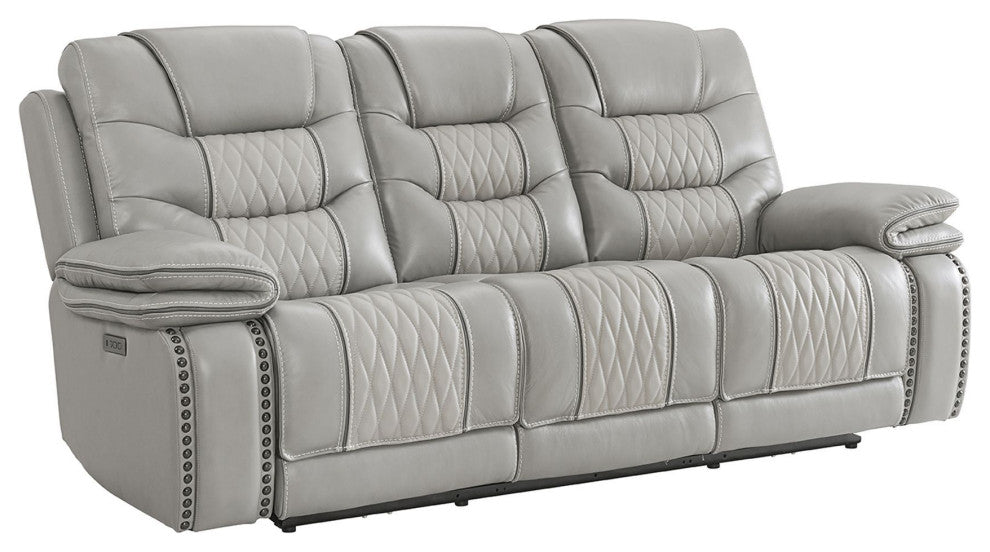 Cody Sofa With Dual-Power Recline and Power Headrest, Light Gray