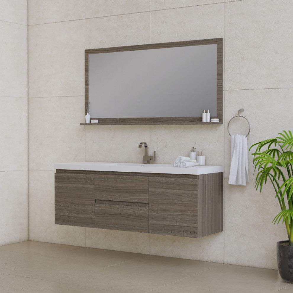 Paterno 60" Single Wall Mounted Bathroom Vanity With Sink, Gray
