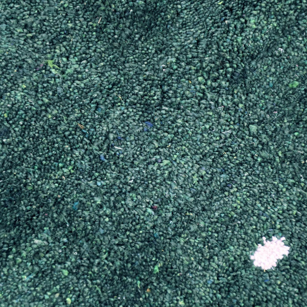 Hand Knotted Loom Silk Mix Area Rug Contemporary Dark Green