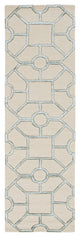 8' Beige Wool Geometric Hand Tufted Runner Rug