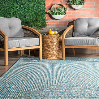 Nuloom Braided Lefebvre Indoor/Outdoor Area Rug, Aqua 3'x5'