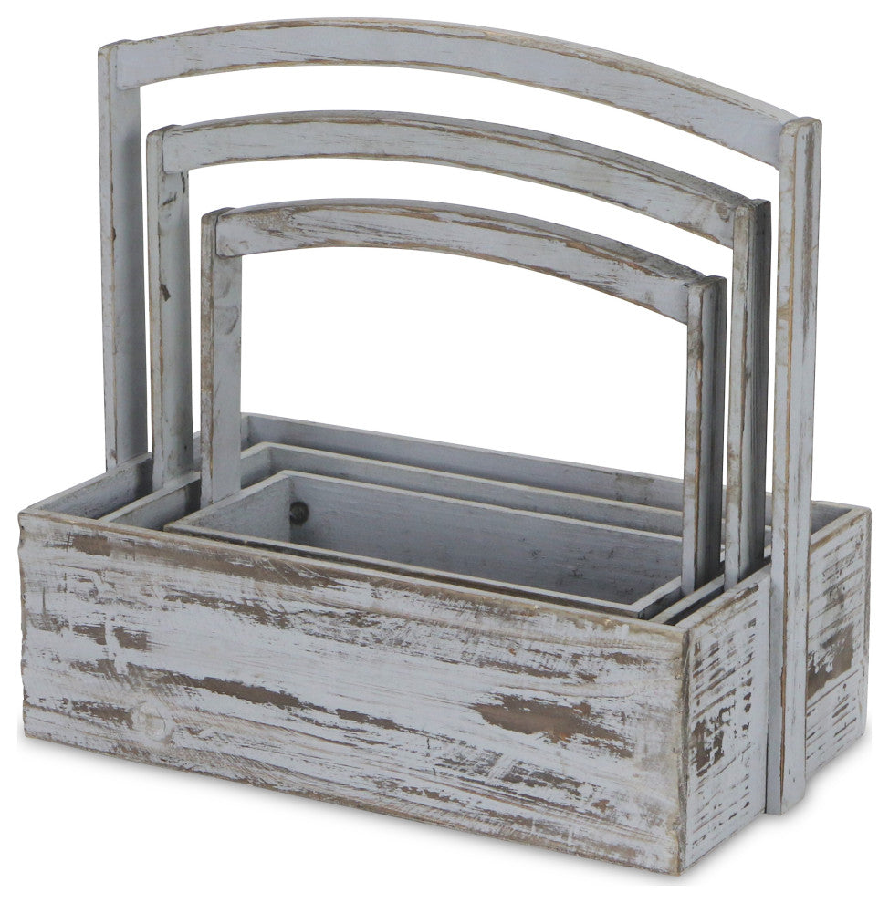 3-Piece Washed Wooden Storage Container Set