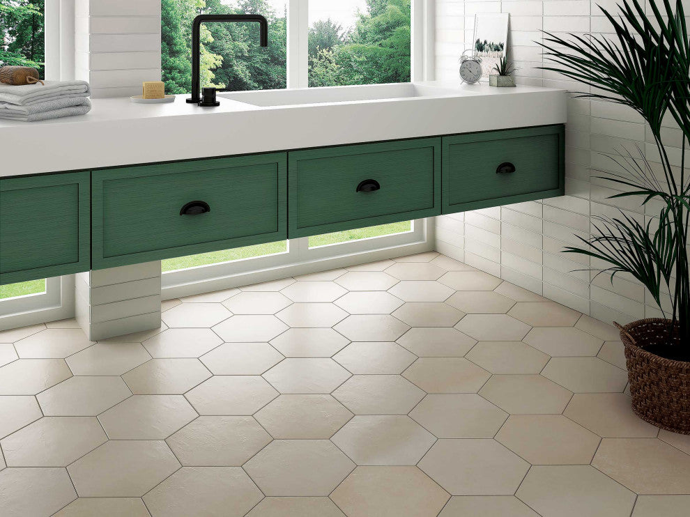 Makoto 10"x10" Hexagon Porcelain Tile (18pc - 10.76sqft), Tatami Beige