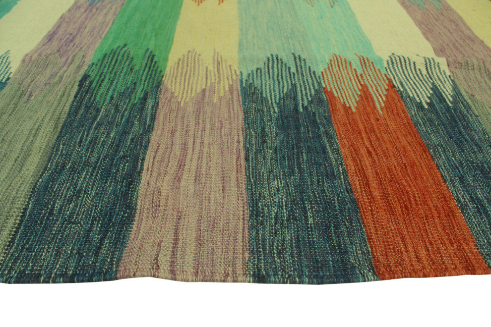 Winchester Kilim Oryngul Gray/Light Green Rug, 6'5x9'8