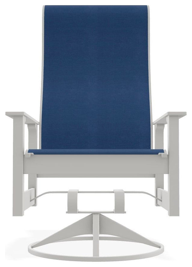 Leeward Sling Outdoor Swivel Rocker, Cobalt/Snow