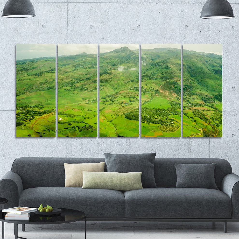 Highlands around Addis Ababa, Landscape Canvas Art Print, 60"x28", 5 Panels