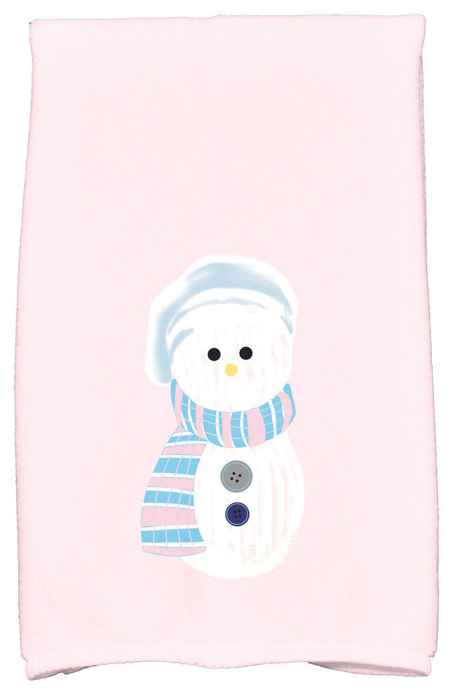 Sock Snowman Decorative Holiday Geometric Print Hand Towel, Pale Pink