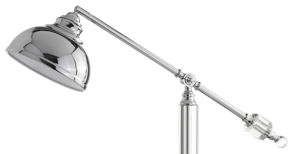 Giselle 22" Metal and Crystal Task Lamp, Chrome and Clear