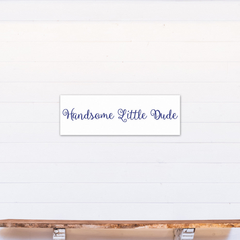 Handsome Little Dude 12"x36" Canvas Wall Art, Blue
