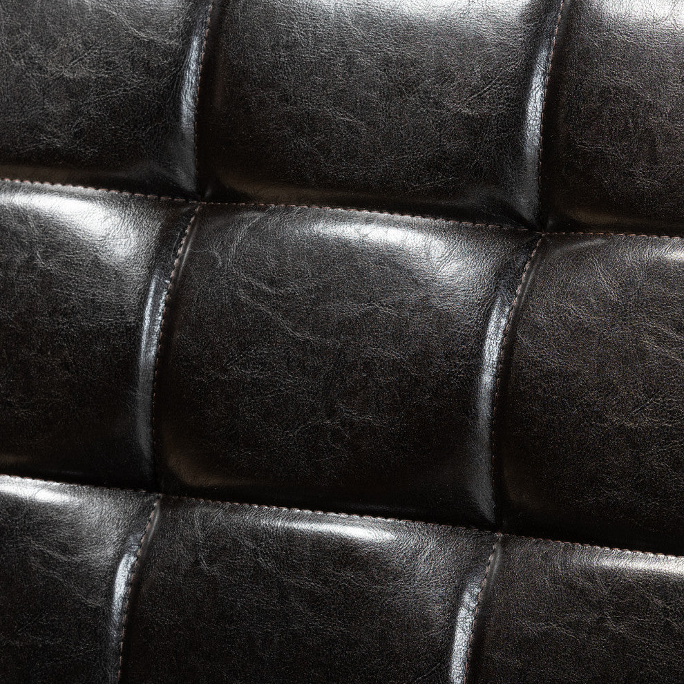 Devin Midcentury Modern 2-Piece Dining Banquette Seat, Dark Brown Faux Leather