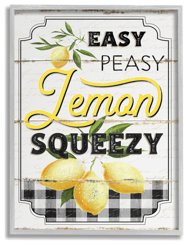 Vintage Rustic Easy Peasy Lemon Squeezy Quote, 24 x 30