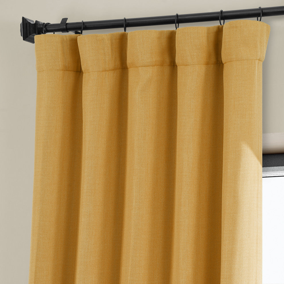 Faux Linen Darkening Curtain Single Panel, Dandelion Gold, 50"x108"