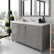 Caroline Avenue 60" Single Bath Vanity, Gray w White Quartz Top and Round Sink
