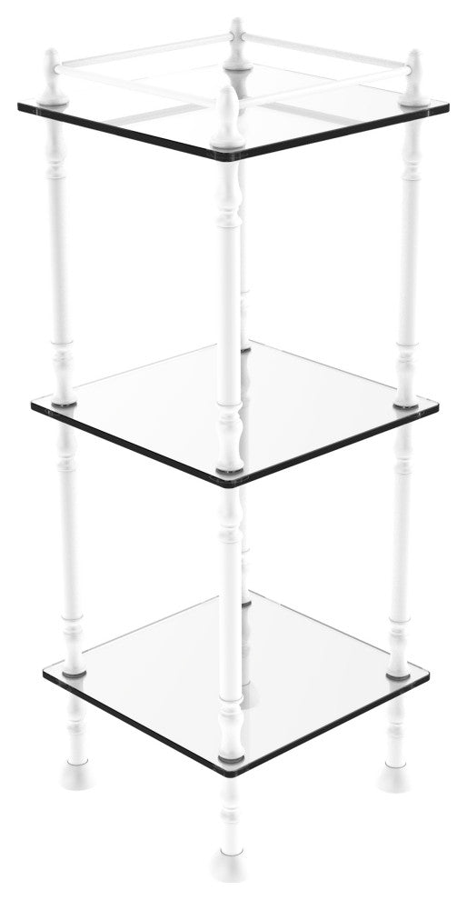 Three Tier Etagere with 14" x 14" Shelves, Matte White