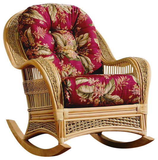 Spice Island Rocker, Natural, Botanical-Fern Fabric
