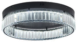 1-Light Black Dimmable LED Flush Mount With Clear Crystals