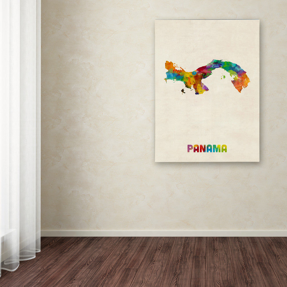 'Panama Watercolor Map' Canvas Art by Michael Tompsett