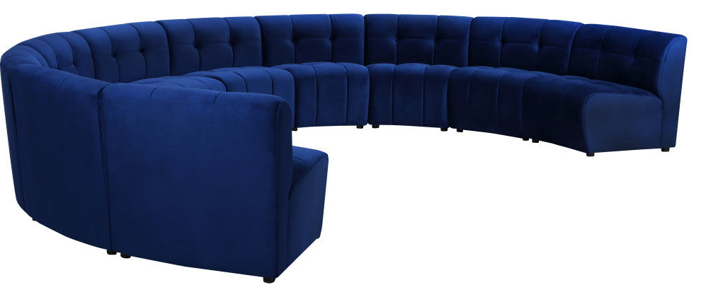 Limitless Velvet Upholstered 10-Piece Modular Sectional, Navy